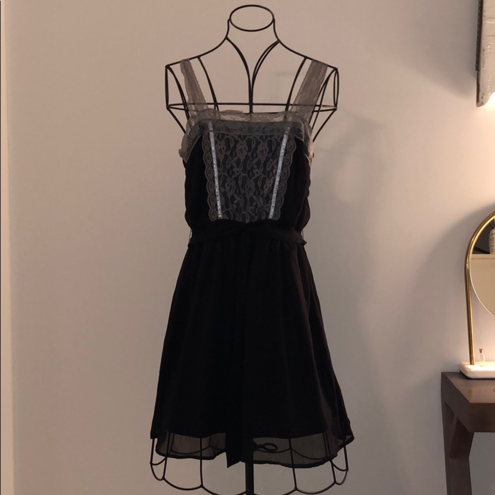Black Dress with Gray Lace Details